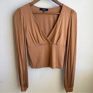 Lulu's Tan Long Sleeve Blouse
